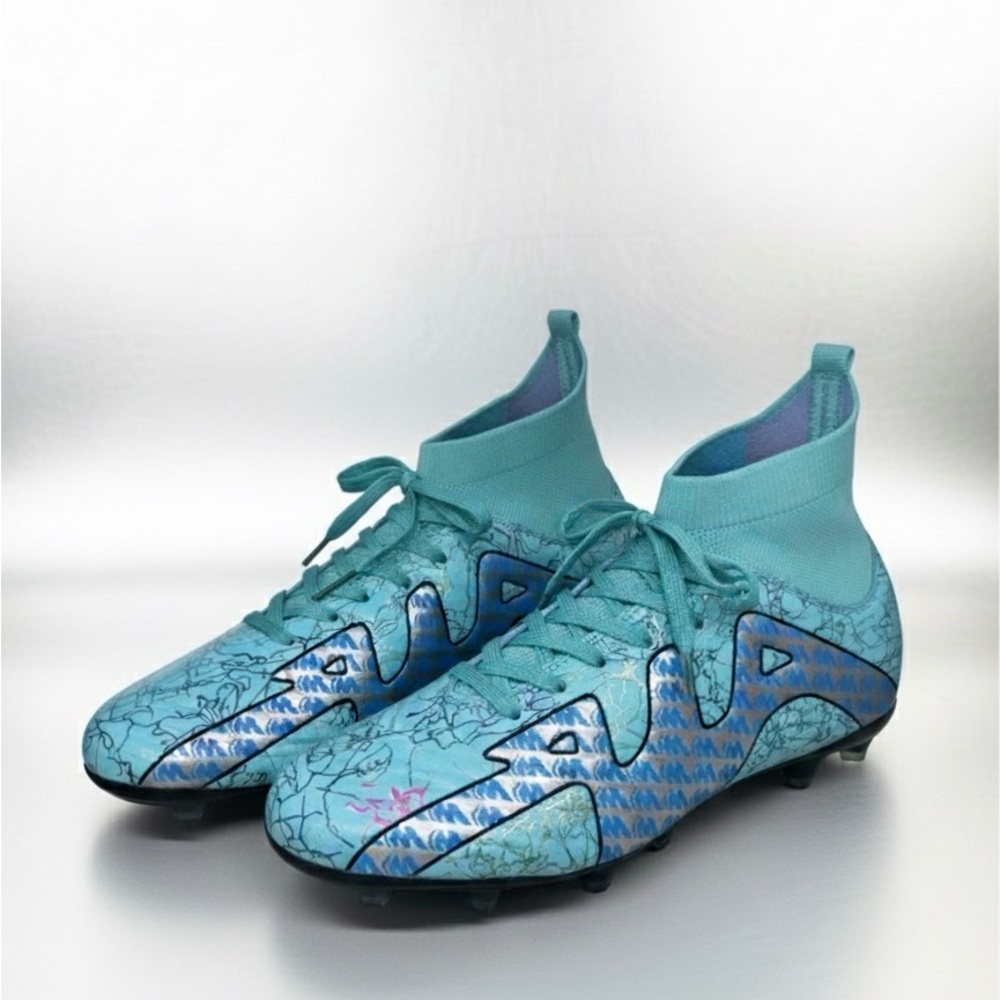Blue Soccer Cleats with Pattern